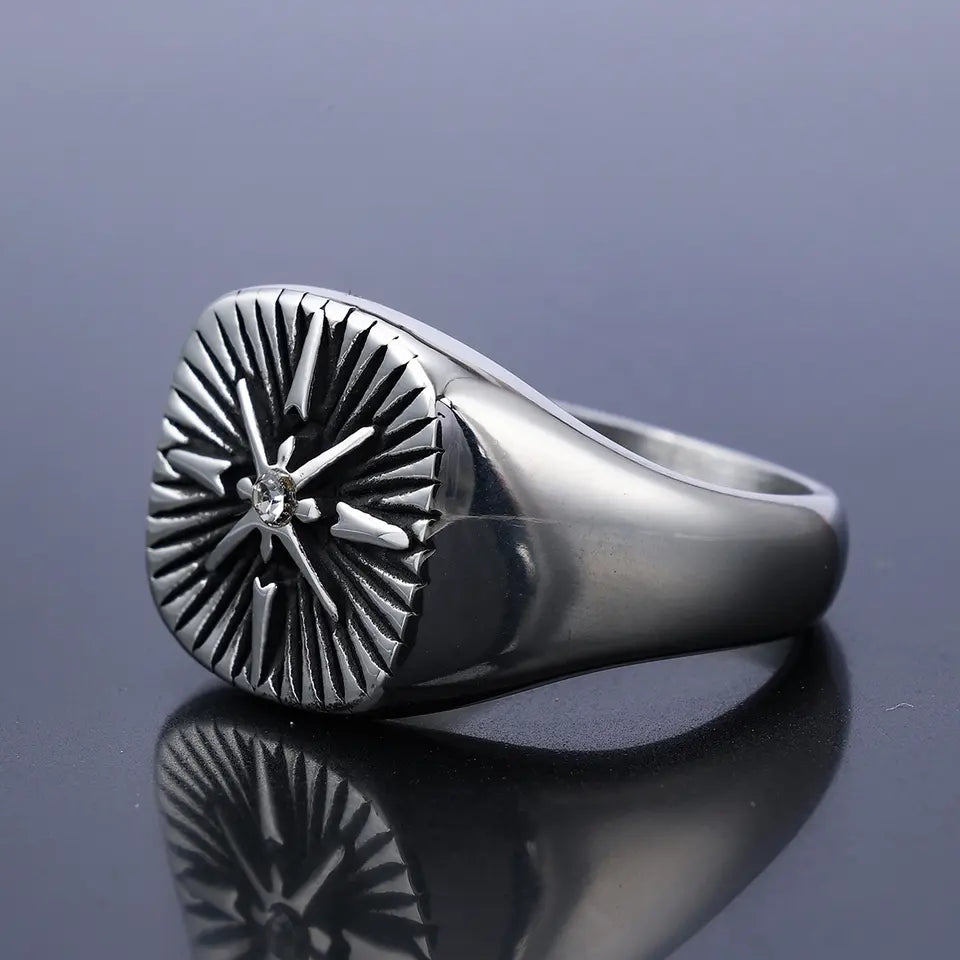 Voyager Cross Compass ring