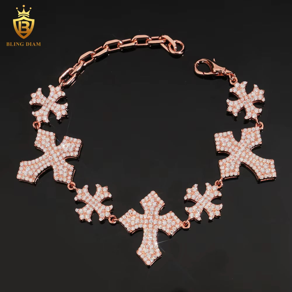 Iced Cross Moissanite Bracelet