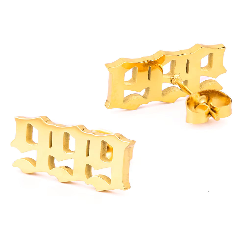 Angel Number Hoop Stud Ear Ring