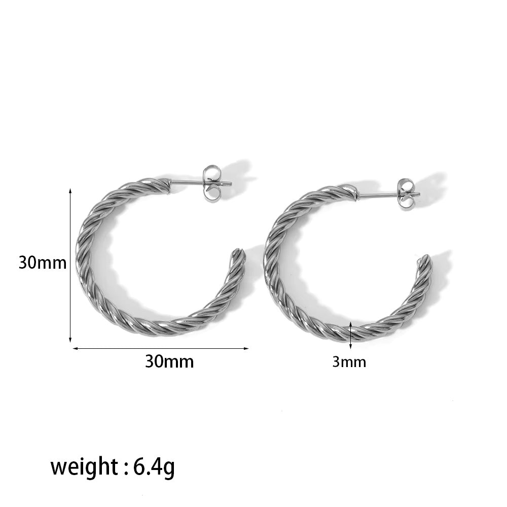 Chunky C-type Hoop Earrings