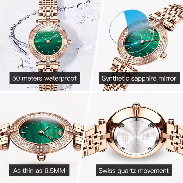 Green and Rose Gold Diamond Watch