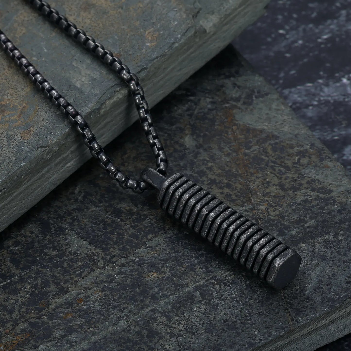 Ribbed Steel Pendant