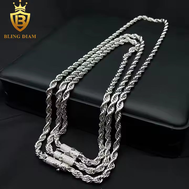 Moissanite Rope Chain | 6mm VVS | Sterling Silver