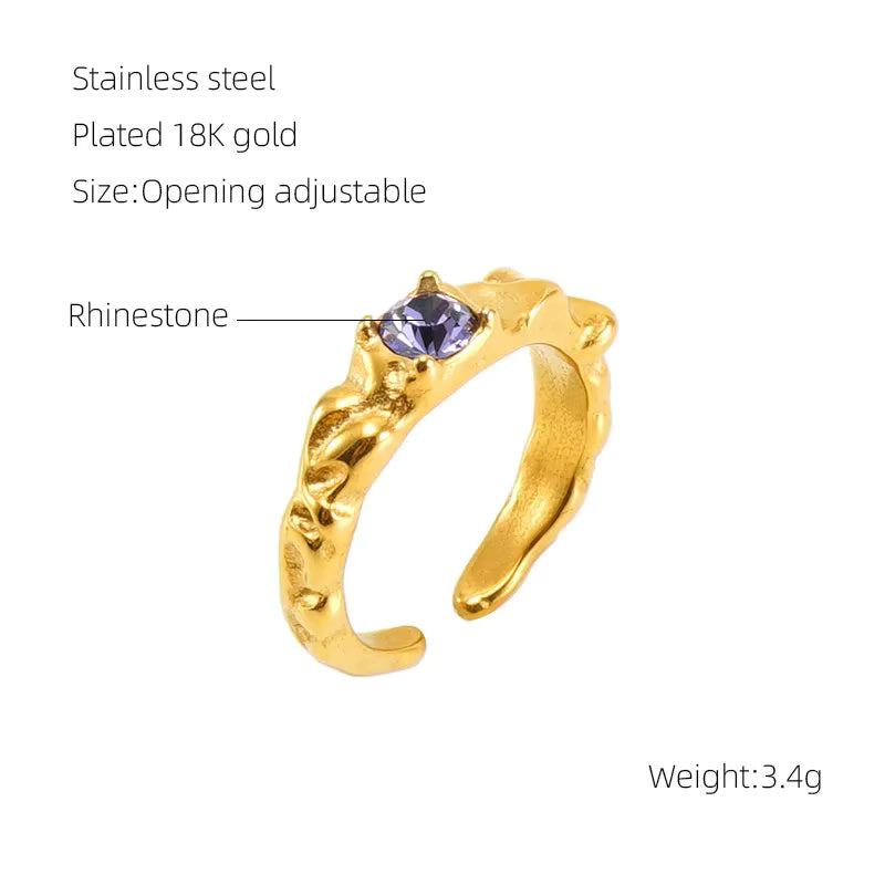 Irregular Surface Colorful Moonstone Ring