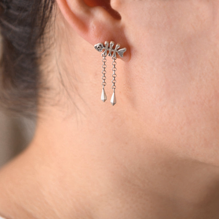 Fishbone Tassel Earrings