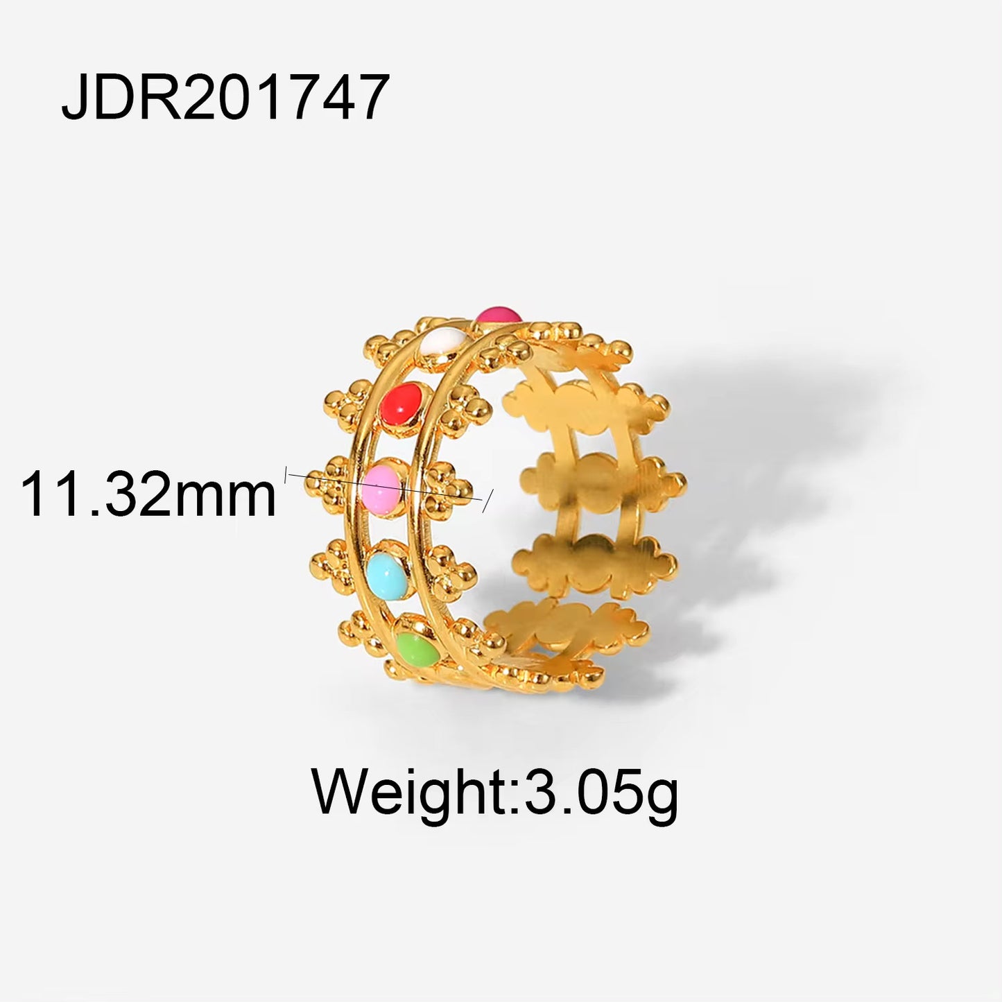 Gold Plated Geometric Colorful Enamel Knuckle Snake Finger Rings