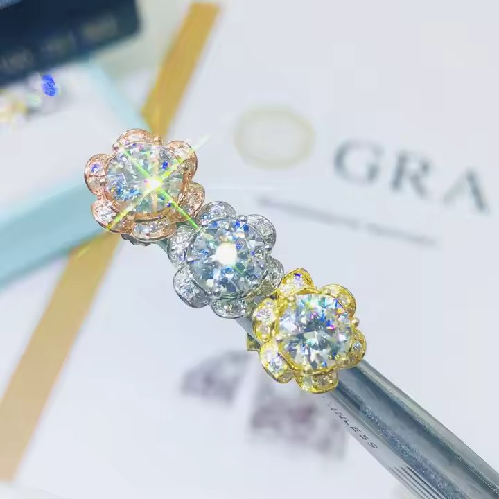 Moissanite Flower Earrings