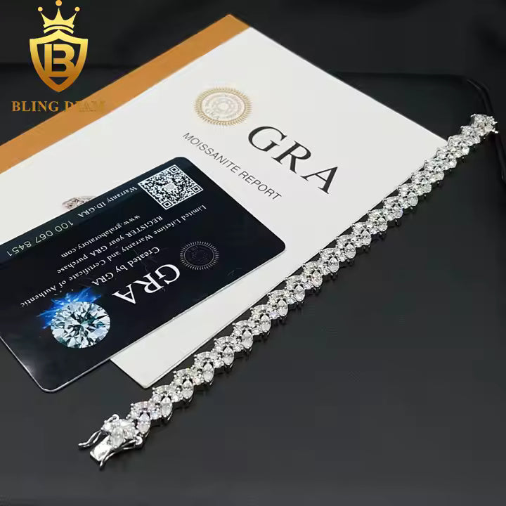 Marquise Moissanite Tennis Bracelet | 9.3mm | 925 Silver