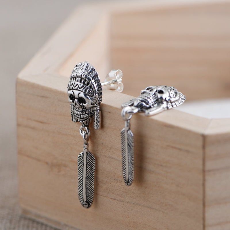 Skull Feather Earrings
