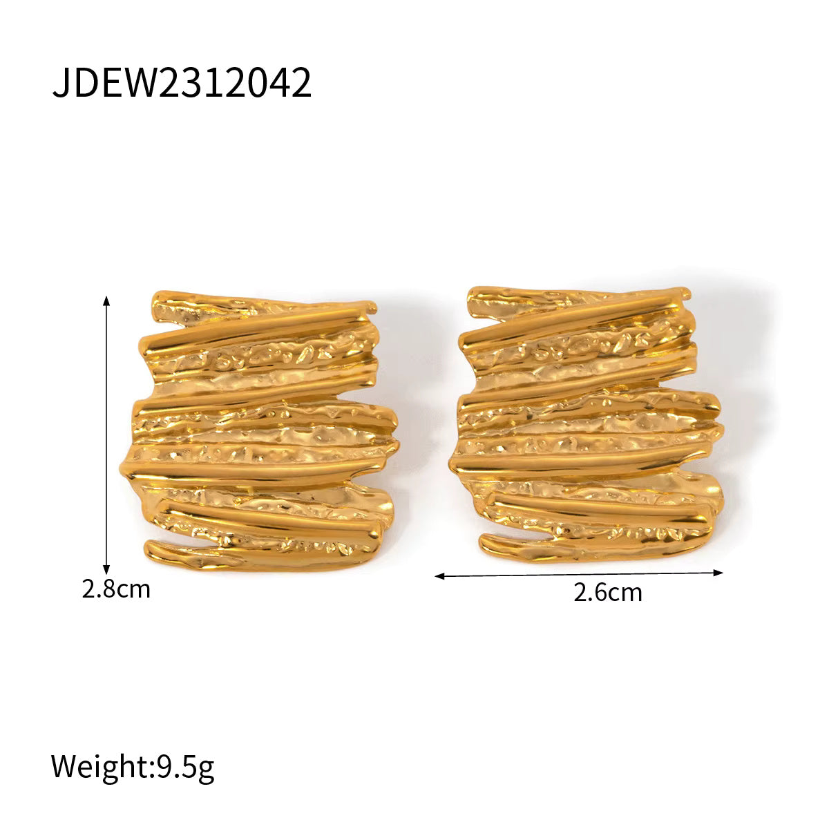 Irregular Hammered Chunky Round Square Earrings