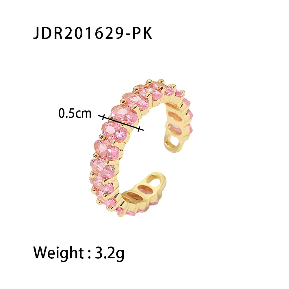 Inlaid Pink Stone Finger Rings