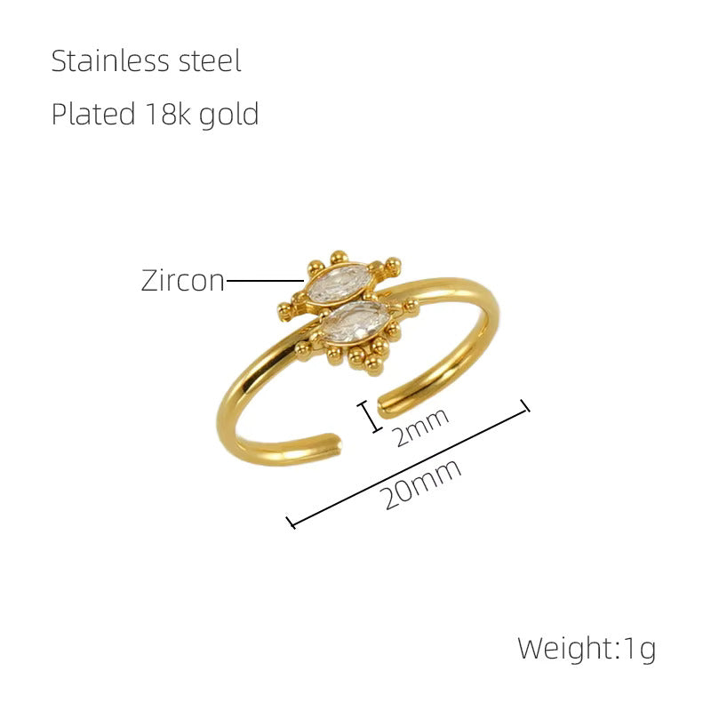 Inlaid Stones Heart Leaf Open Shiny Star Knuckle Finger Rings