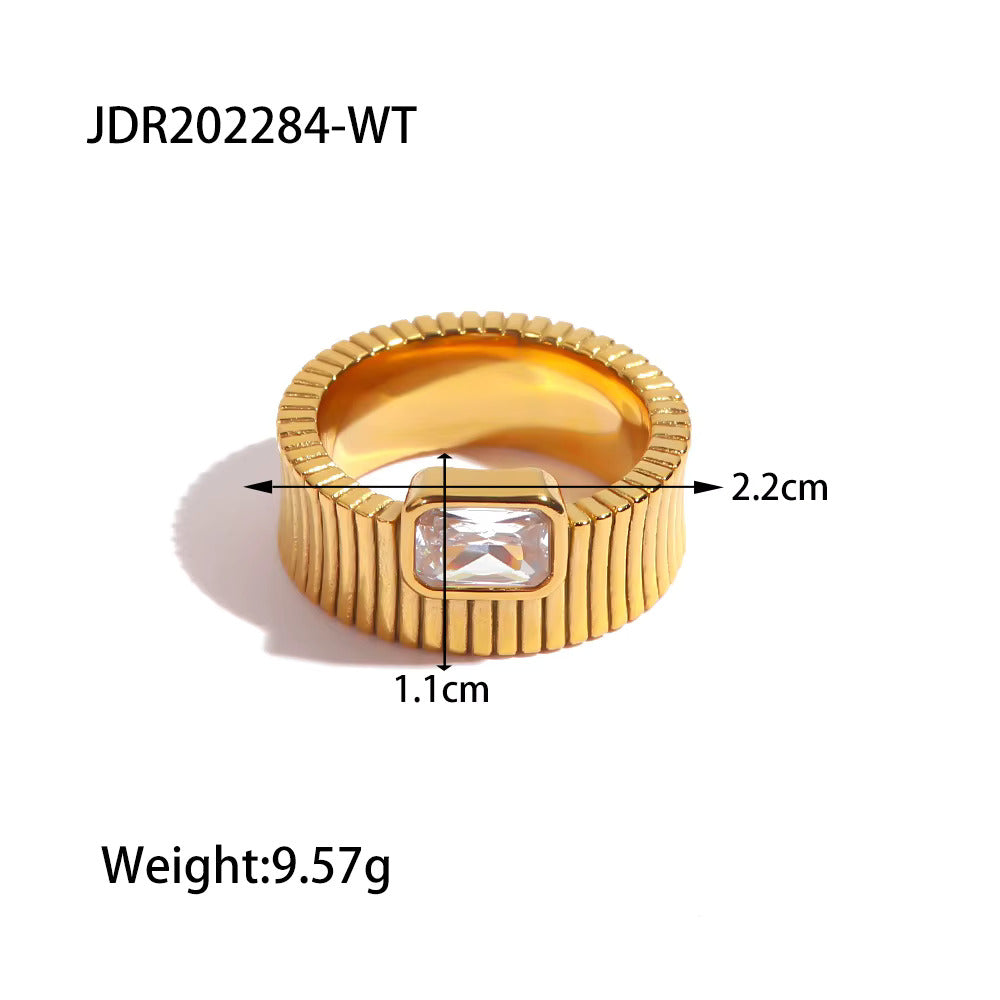 Square White Green Stone Finger Rings