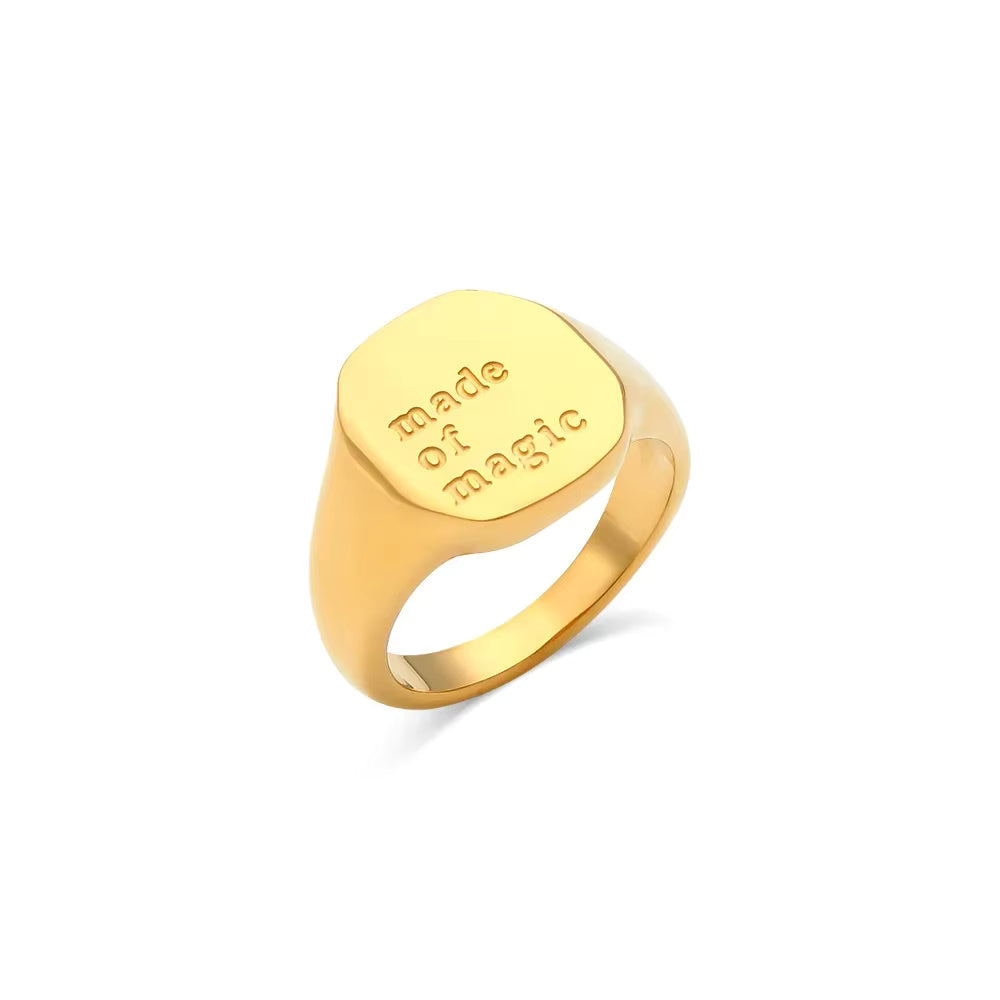 Gold Script Ring