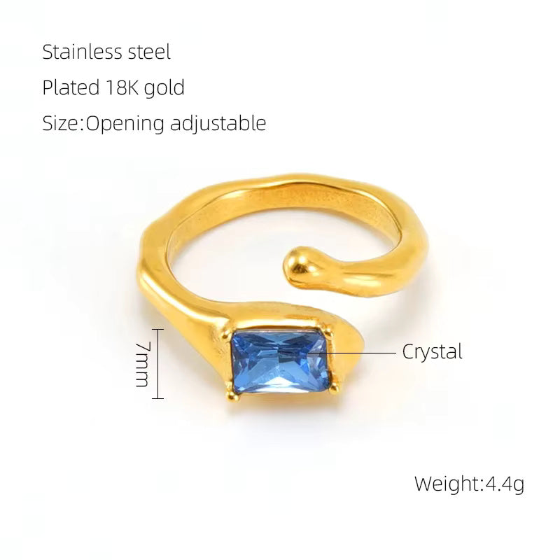 Irregular Surface Colorful Moonstone Ring