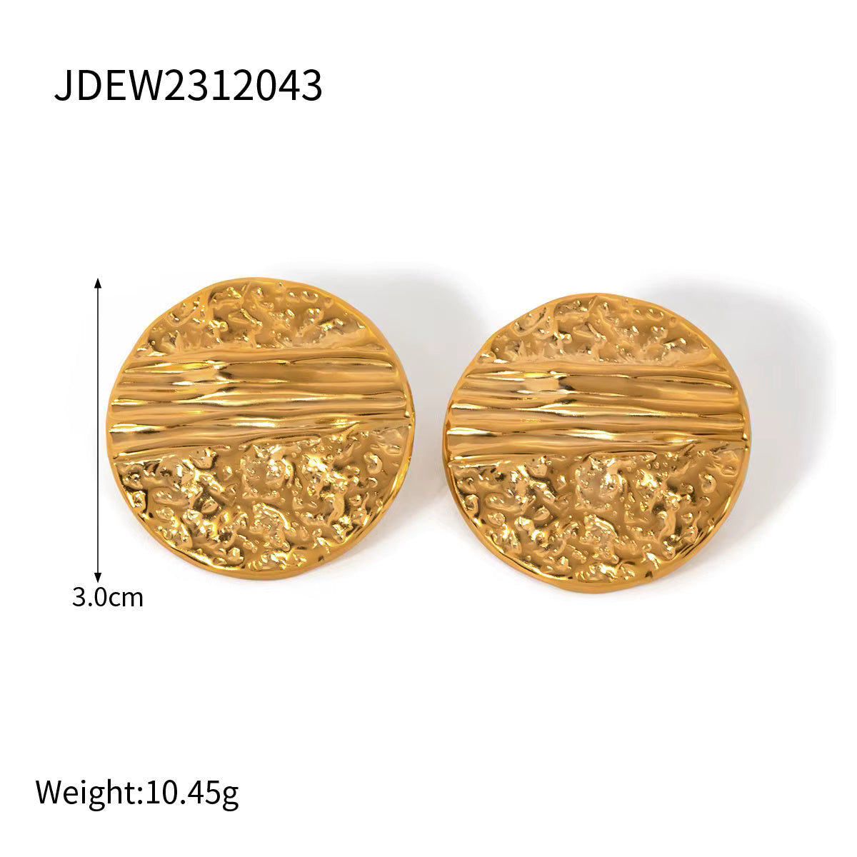 Irregular Hammered Chunky Round Square Earrings