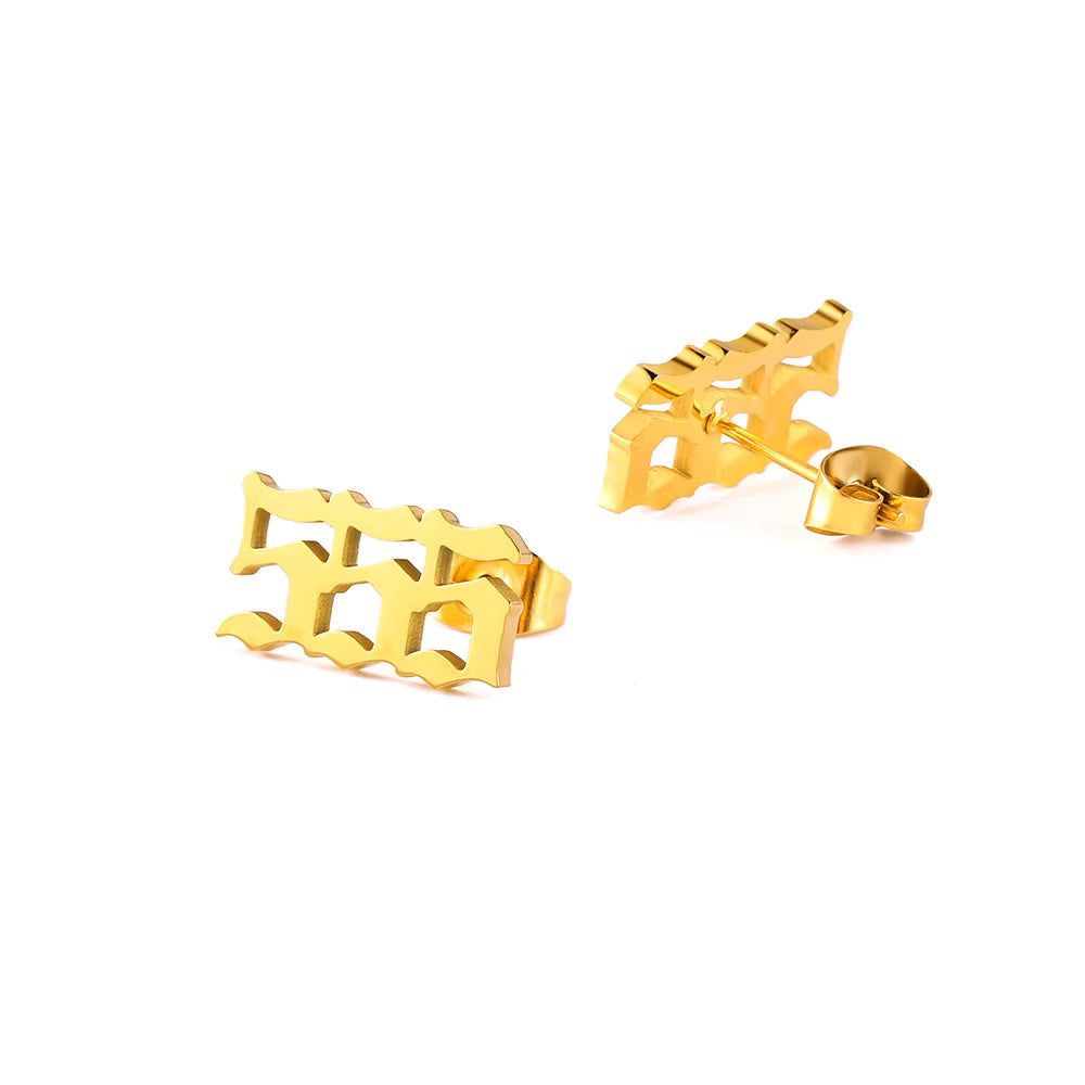 Angel Number Hoop Stud Ear Ring