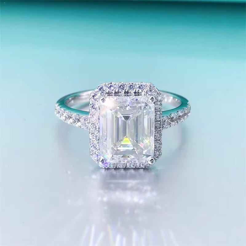 Emerald-cut Moissanite Ring