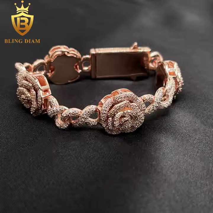 Rose Bracelet - VVS Moissanite, 18K Gold Plated & 924 Sterling Silver
