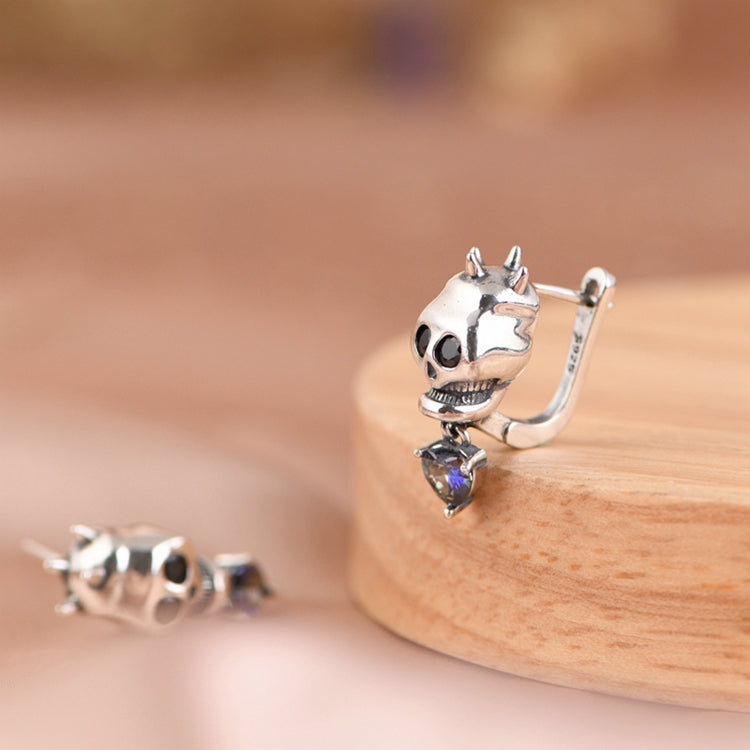 Heart Shaped Zircon Skull Head Stud Earrings
