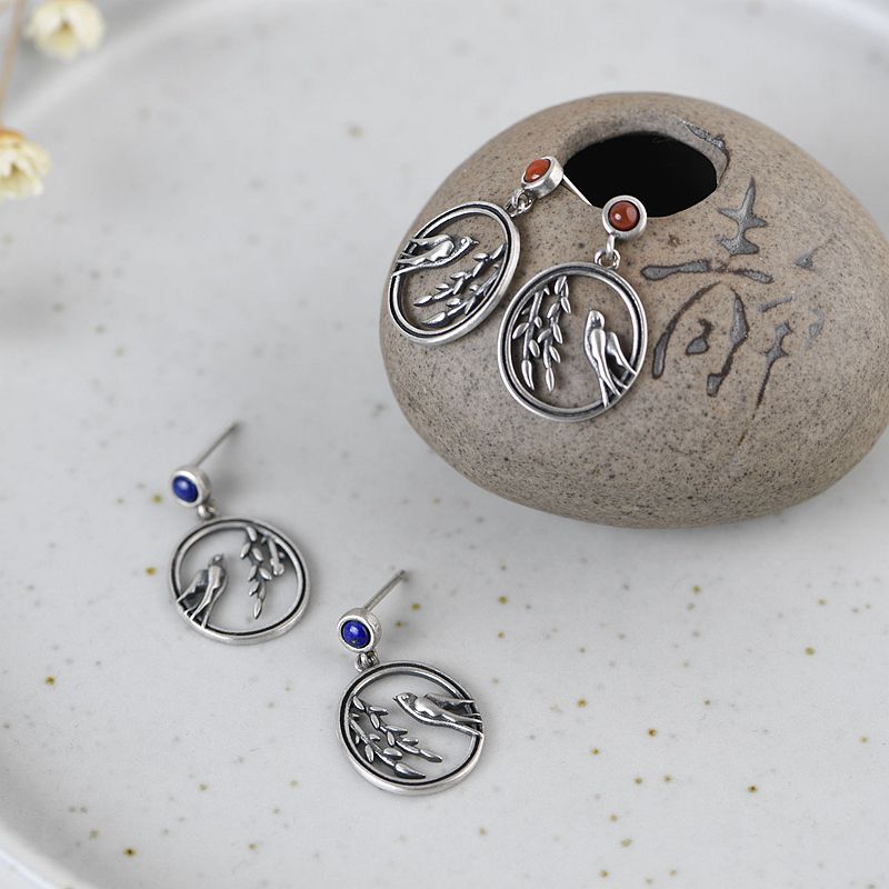 Swallow Leaves Lapis Lazuli Earrings