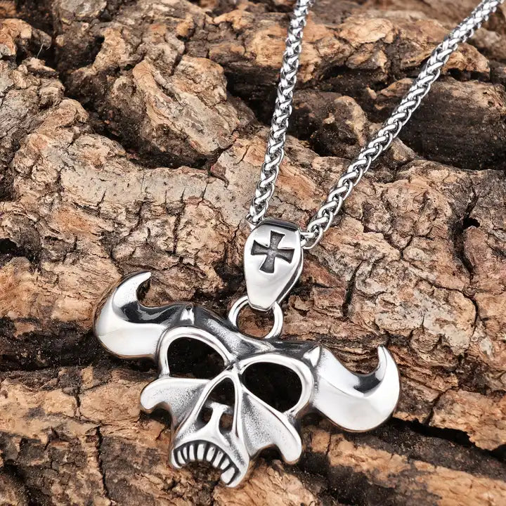 Horned Demon Skull Pendant
