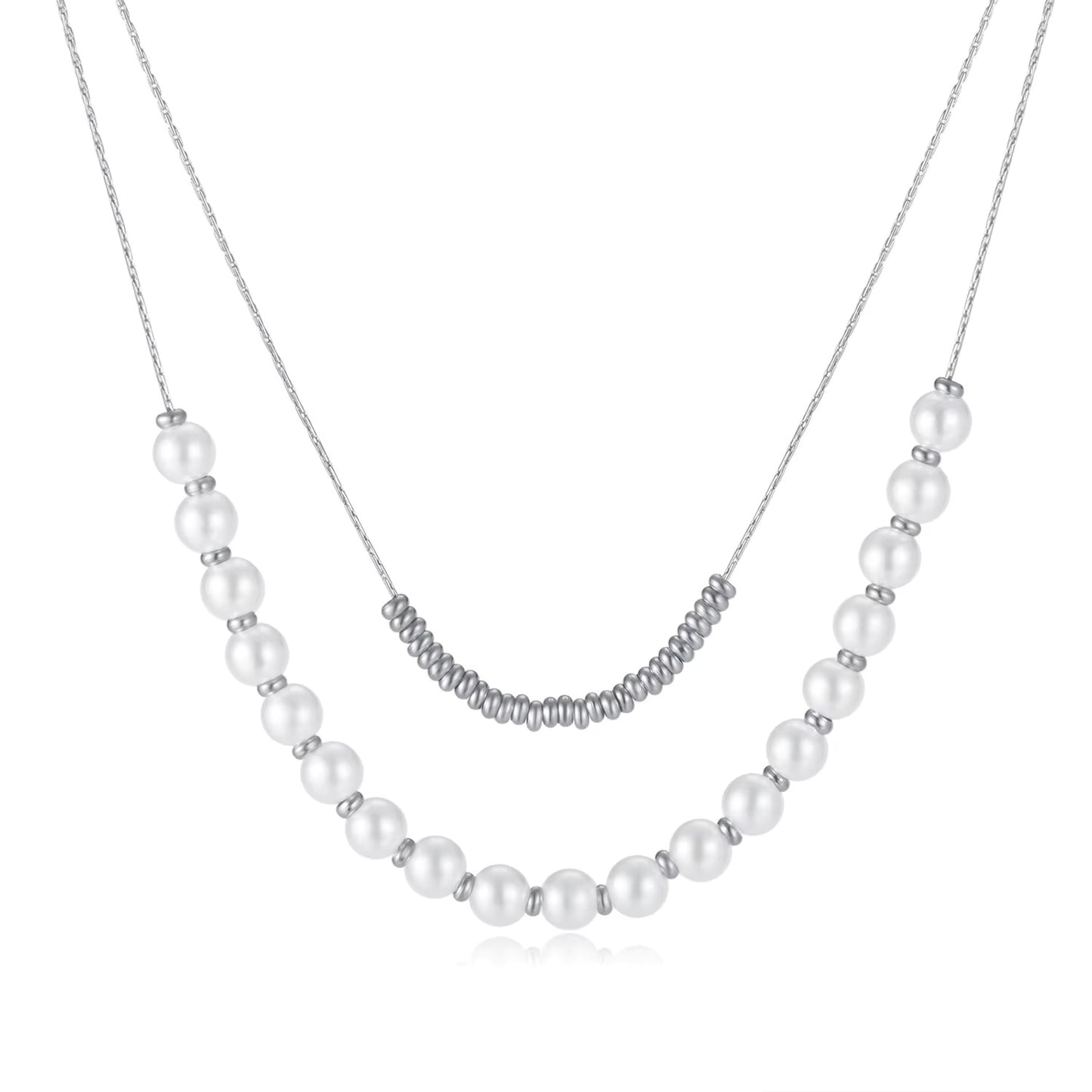 Layered Pearl Bead Necklace