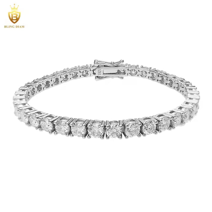 Signature Tennis Bracelet - 4mm VVS Moissanite, Gold Plated & 925 Sterling Silver