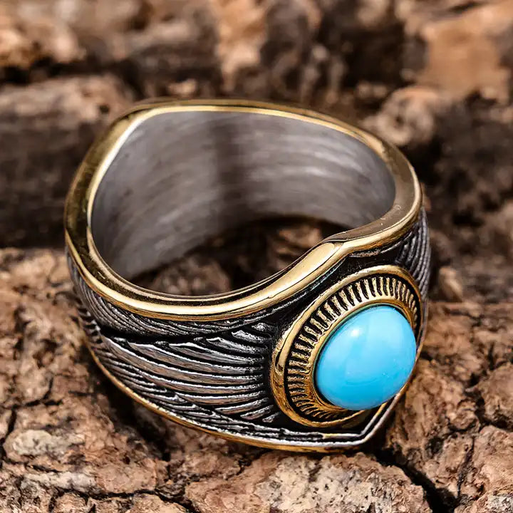 Turquoise Steel Ring