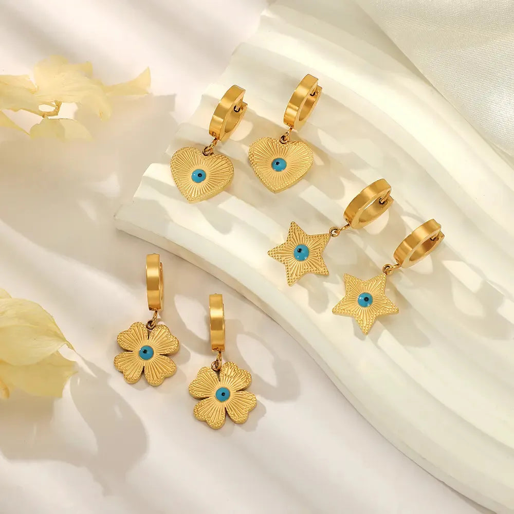 Flower Heart Star Drop Earrings