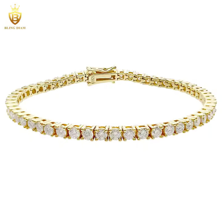 Signature Tennis Bracelet - 3mm VVS Moissanite, Gold Plated Sterling Silver