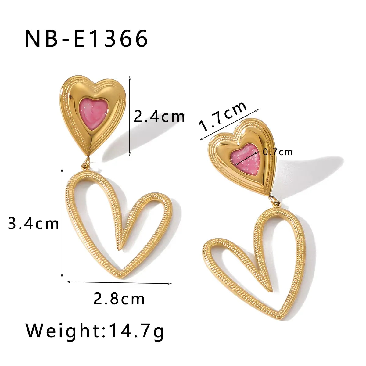 Love Heart-Shaped Drop Pink Oil Earrings