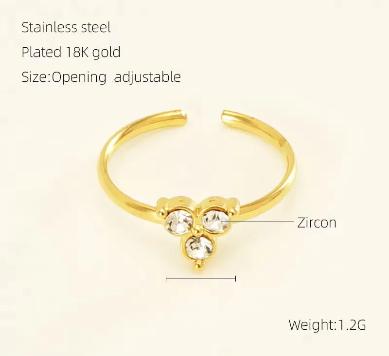 Knot Clover Heart Flower Ring