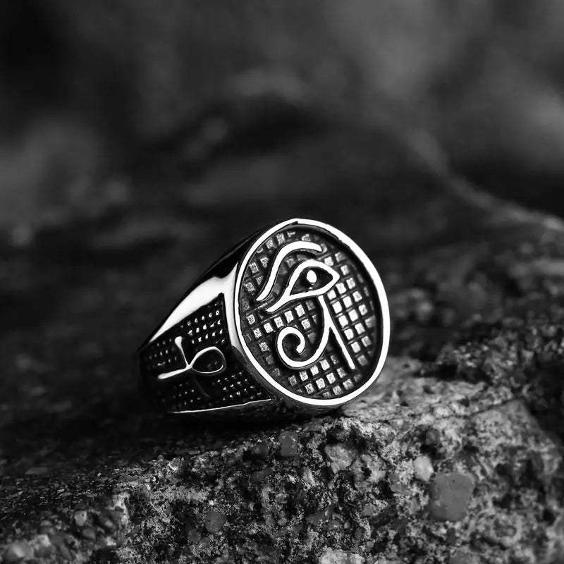 Horus Eye of God & Ankh Cross Ring