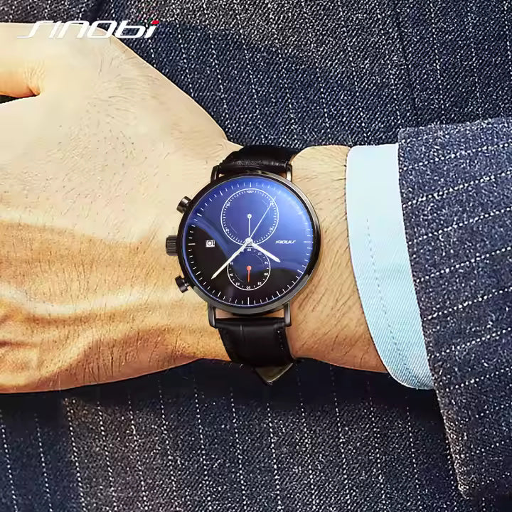 Sleek Black Chronograph Watch