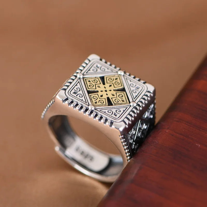 Punk Silver Cross Ring
