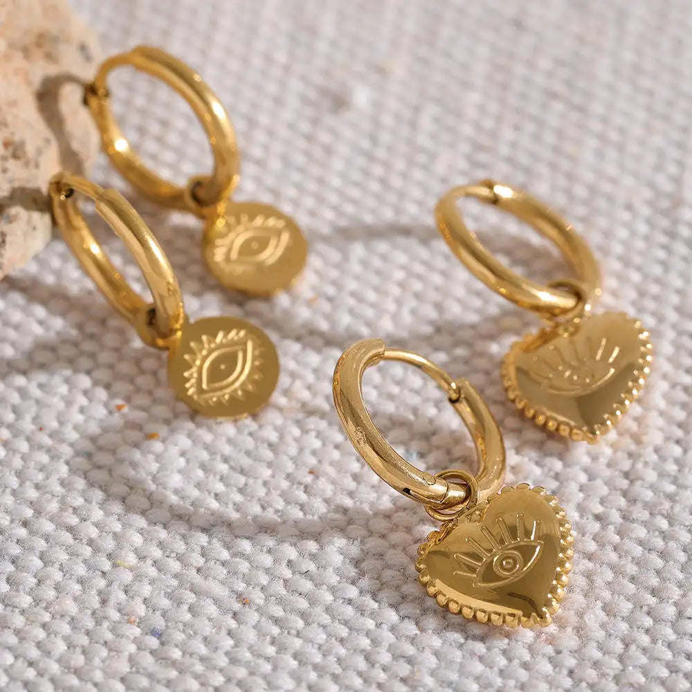Heart And Eye Earrings