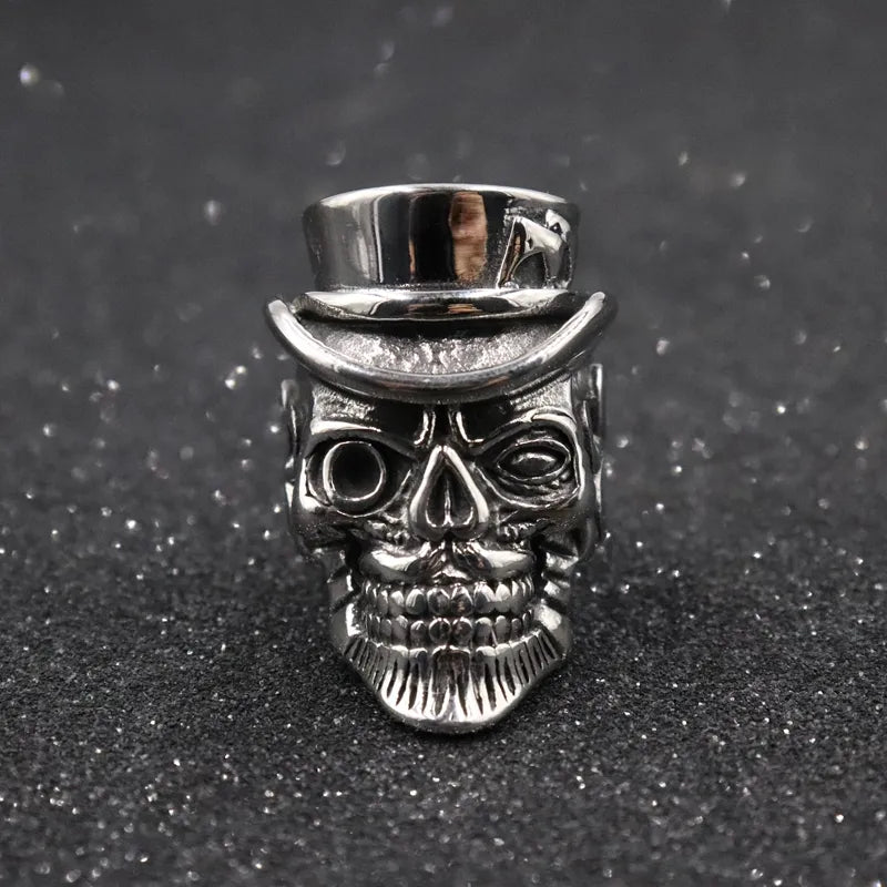 Silver Skull Hat Ring