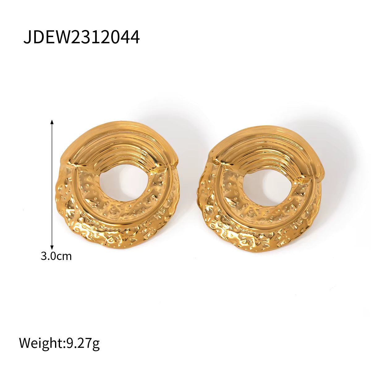 Irregular Hammered Chunky Round Square Earrings