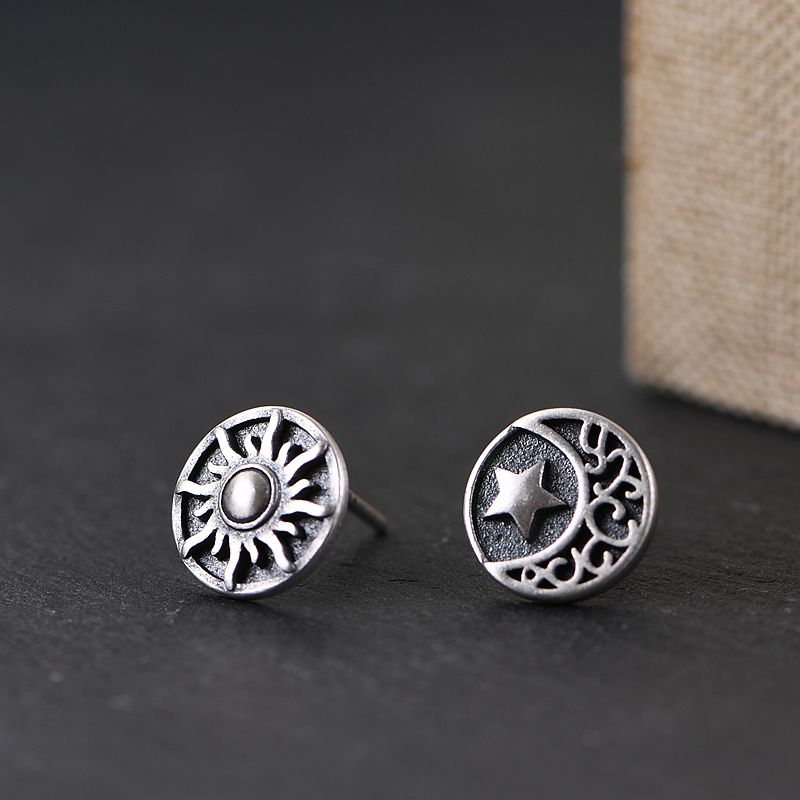 Sun Star Crescent Earrings