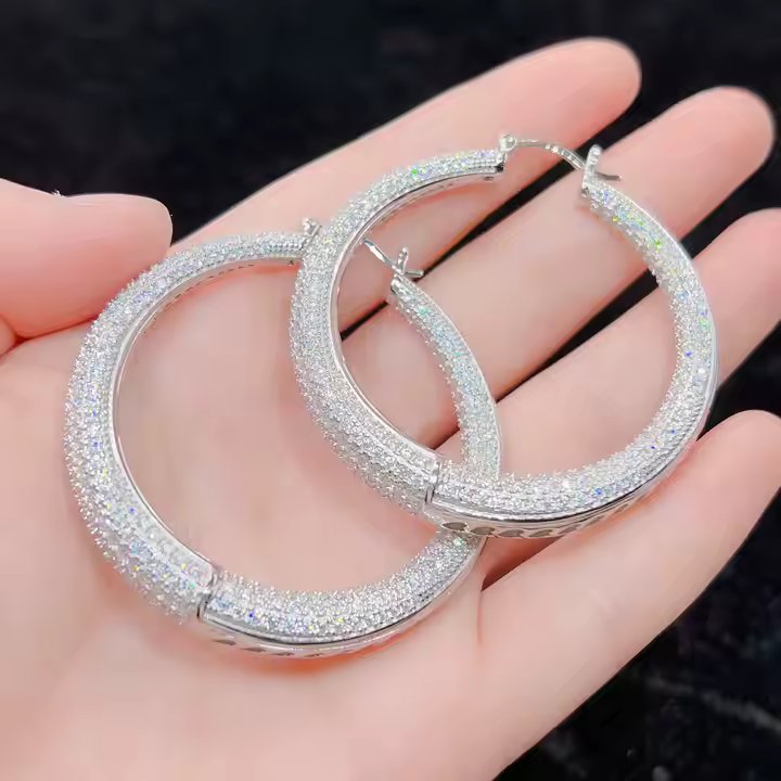 Hoop Earrings - VVS Moissanite, Sterling Silver