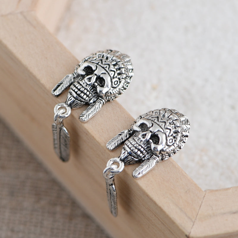 Skull Feather Earrings