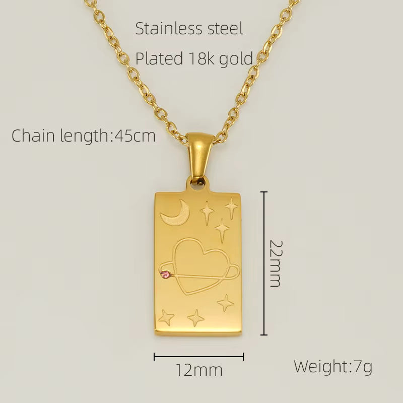 Rectangle Zircon Cross Pendant Necklace