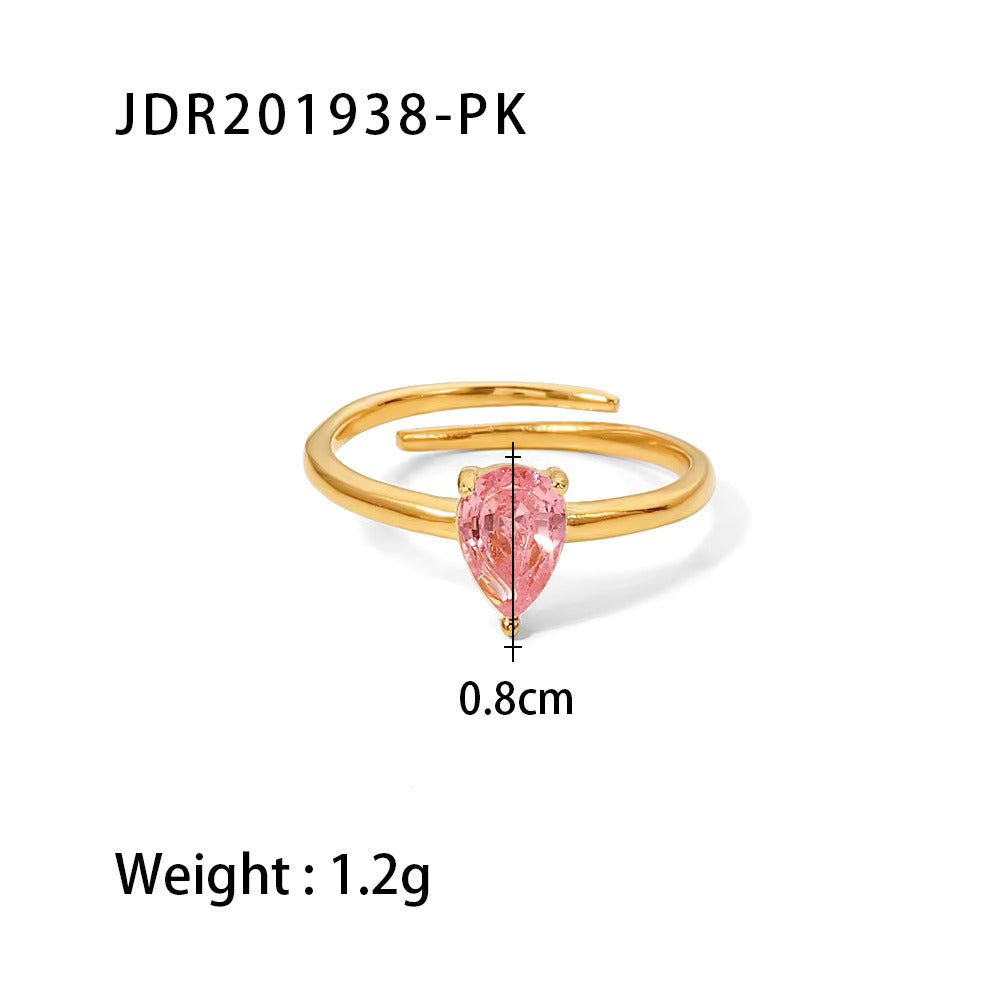Inlaid Pink Stone Finger Rings