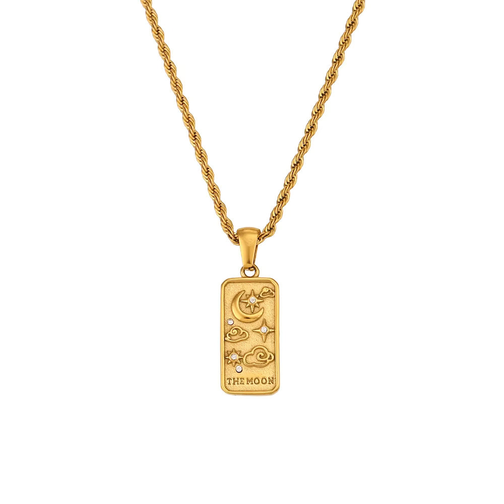 Zircon Tarot Card Pendant Necklace