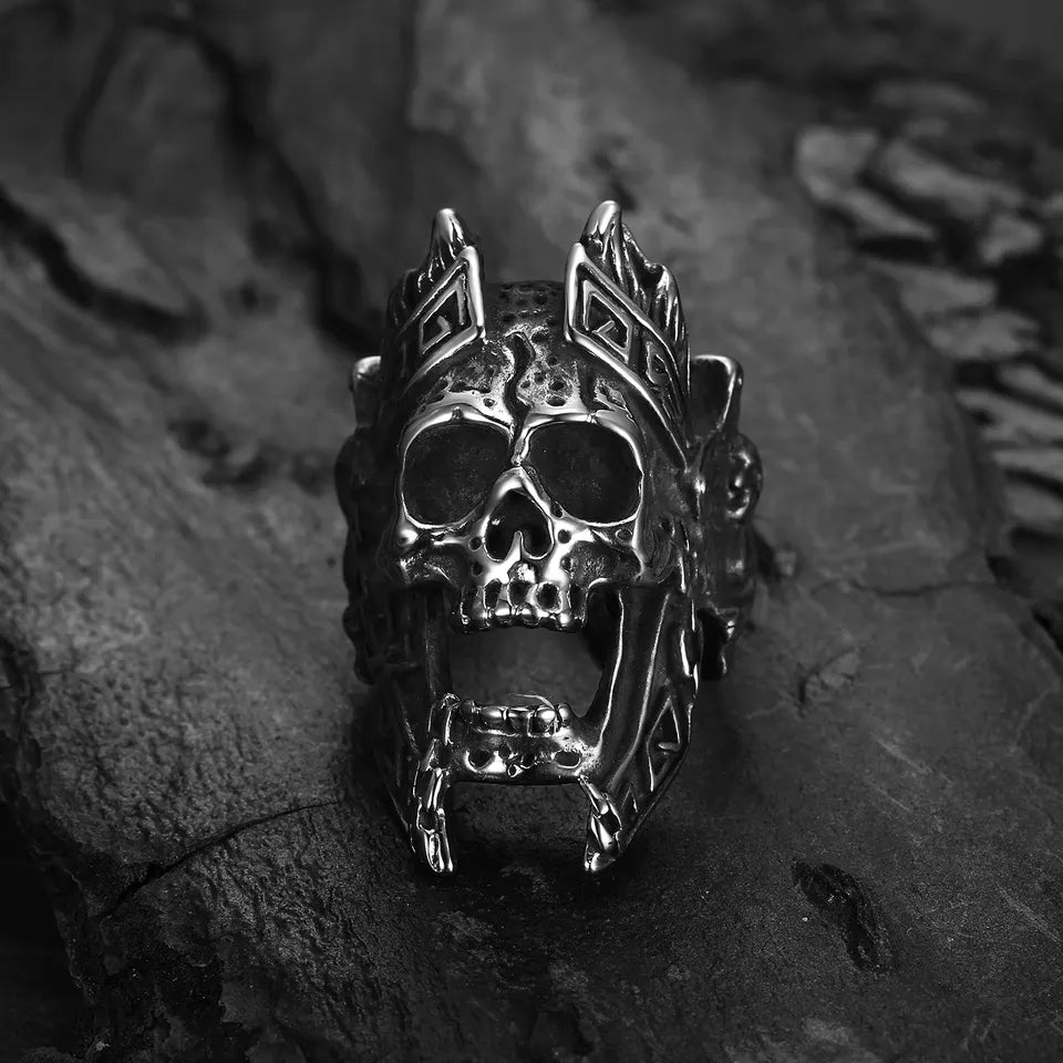 Skeleton soldier skull ring