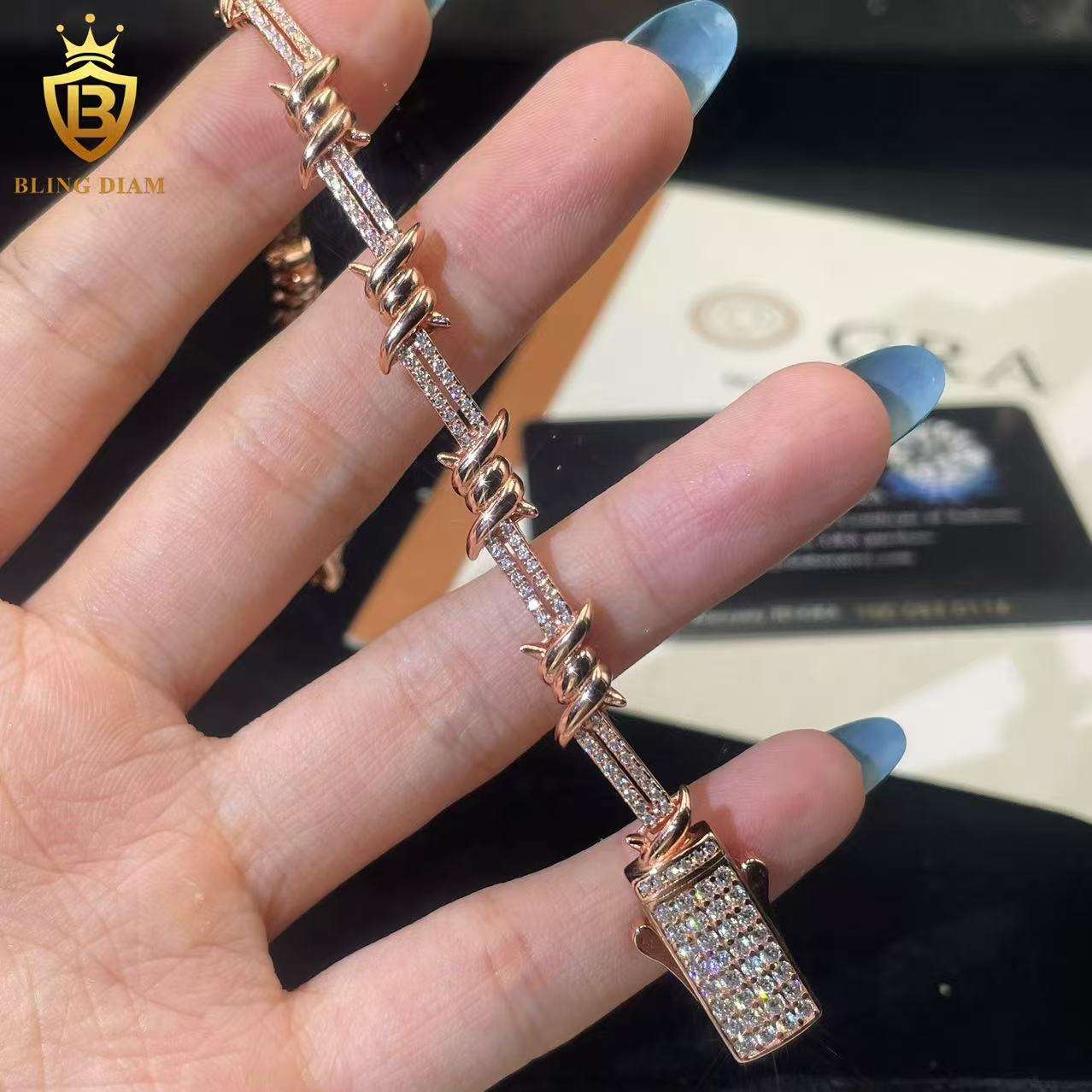 Wire Twist Thorns Moissanite Cuban Bracelet