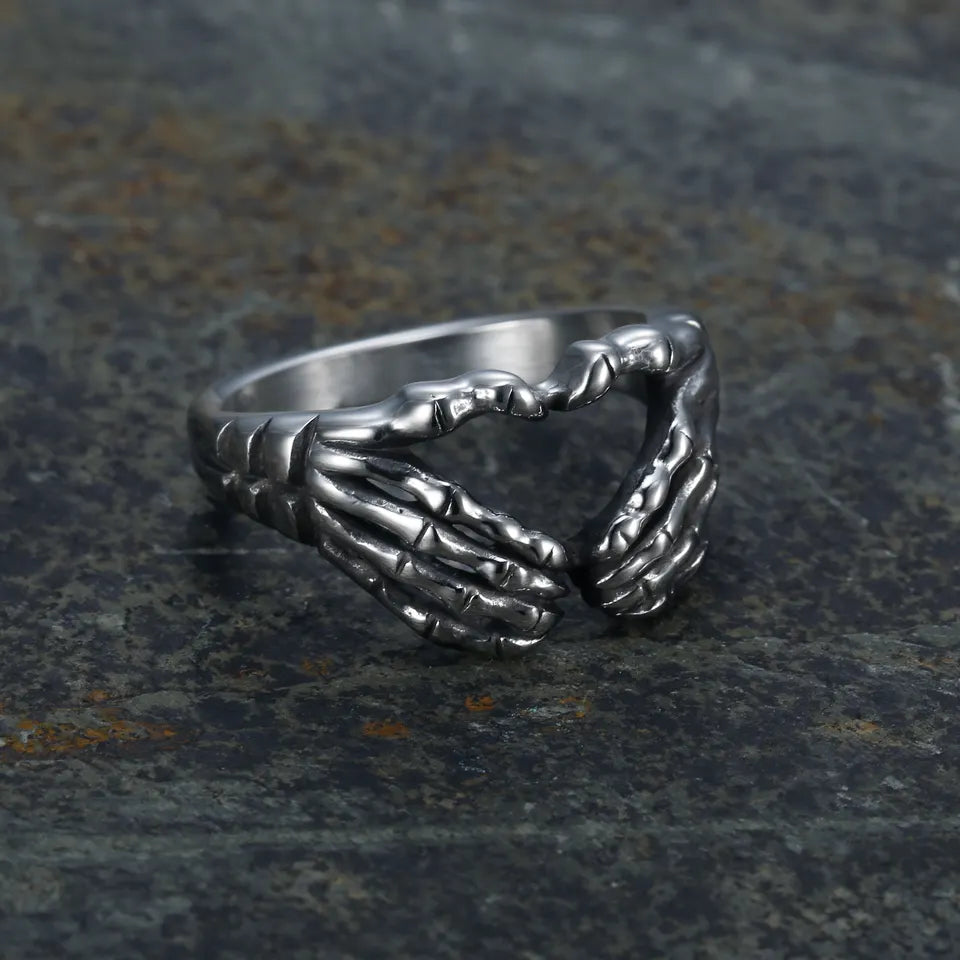 Heart Shape skeleton hands Ring