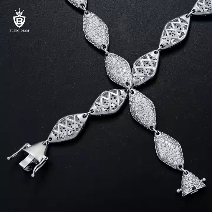 Tennis Chain - 12mm Marquise Zircon, Sterling Silver