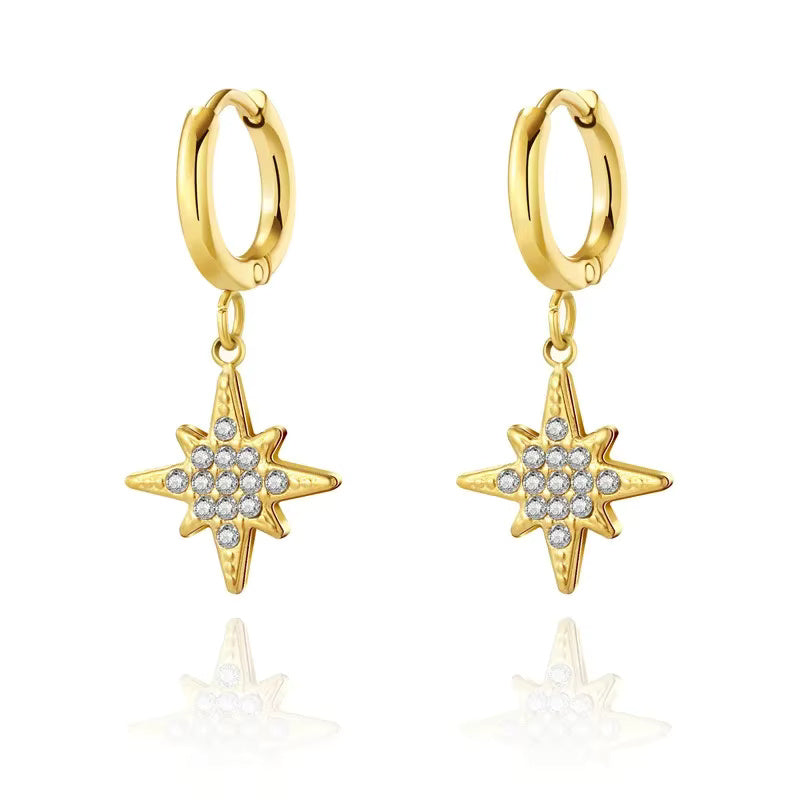 Zircon Butterfly Moon Square Heart Star Love Stud Earrings